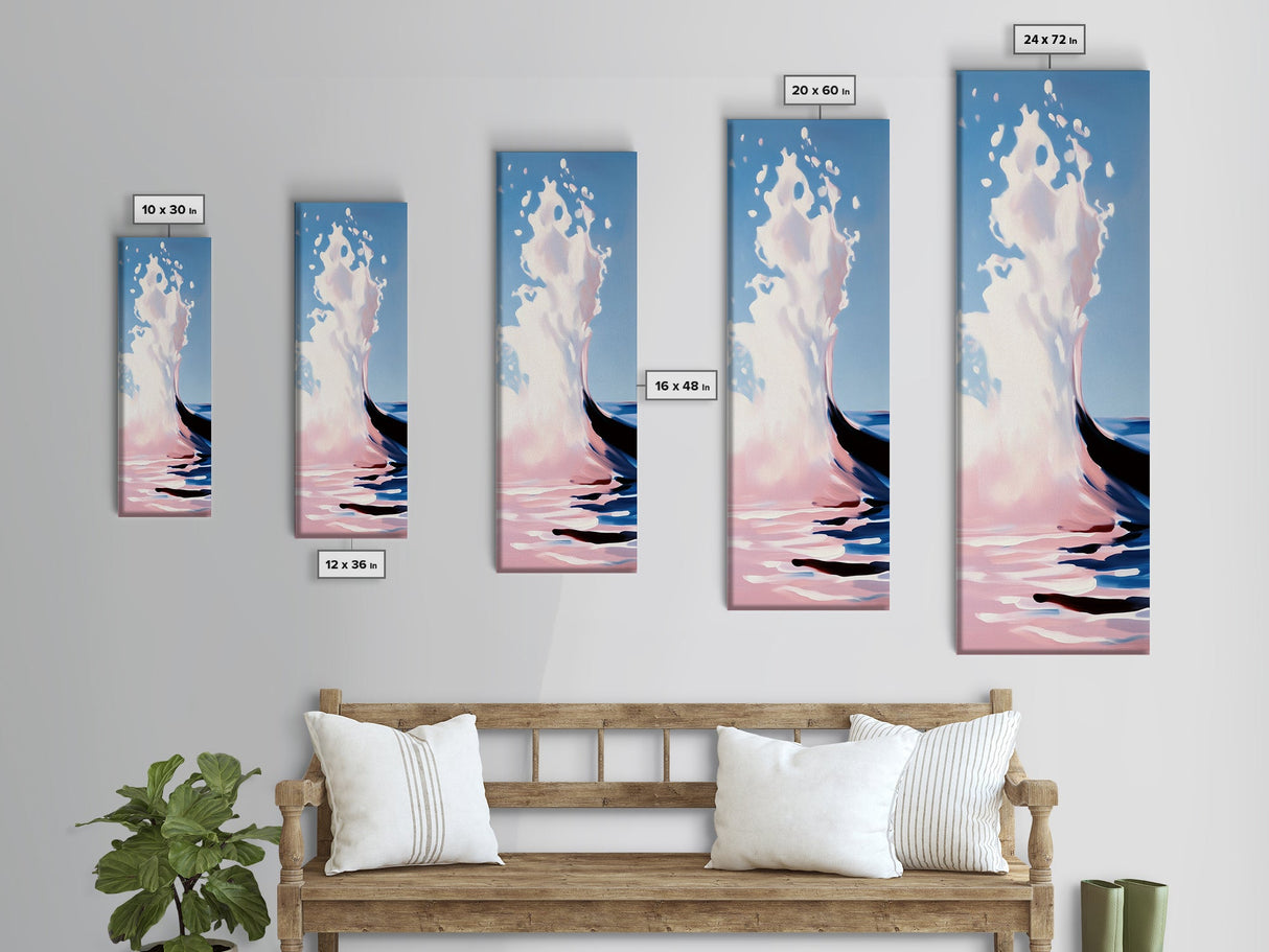 Ocean Wave, Water Splash, Framed Canvas Print, Abstract Coastal Art, Beach House Decor, Modern Minimalist, Tranquil Wall Art