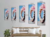 Floral Wreath, Boho Chic Art, Soft Pastel Flowers, Feminine Wall Decor, Spring Inspired Painting, Bedroom Framed Canvas Print