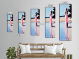 Tranquil Woman, Nature Reflection, Soft Pastels, Serene Landscape, Framed Canvas Print, Minimalist Art, Peaceful Home Decor