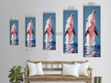 Jumping Dolphin, Ocean Wall Art, Coastal Decor, Beach House Painting, Marine Life Art, Nautical Artwork, Framed Canvas Print