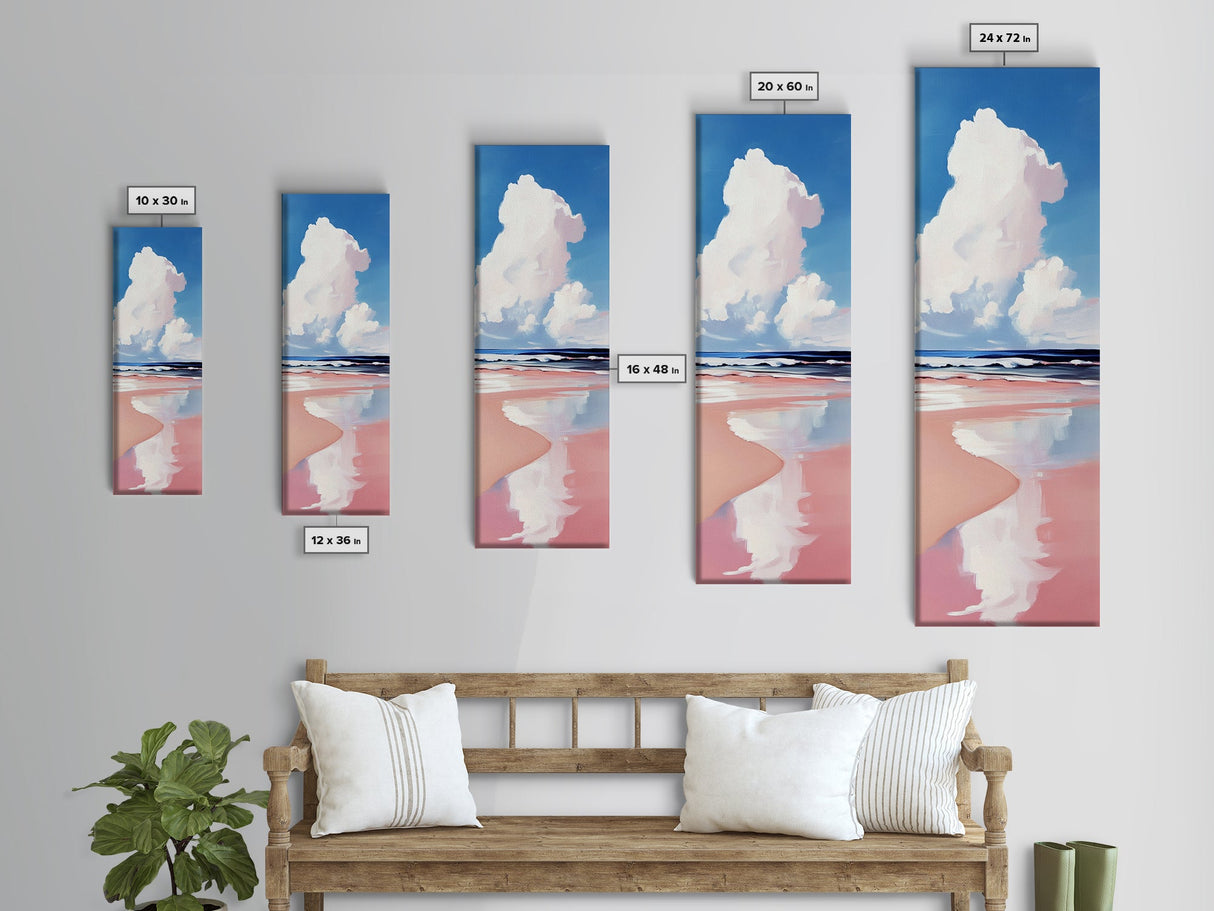 Cloud Reflection, Ocean Horizon, Tranquil Sky, Dreamy Seascape, Framed Canvas Print, Coastal Wall Art, Living Room Decor, Minimalist Blue
