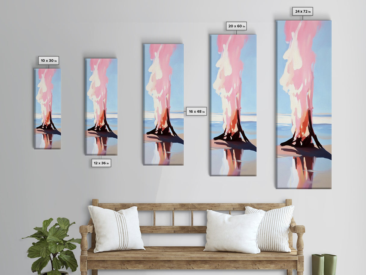Burning Tree, Surreal Landscape Art, Abstract Nature Print, Dreamy Wall Art, Modern Home Decor, Soft Color Palette, Canvas Print