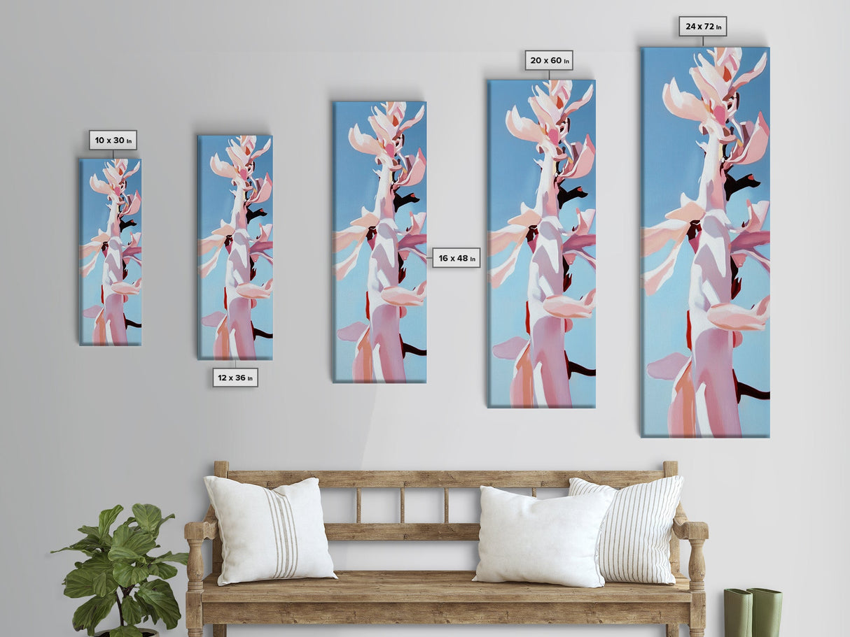 Pink Bloom, Floral Wall Art, Botanical Print, Framed Canvas Print, Modern Aesthetic, Minimalist Decor, Bedroom Art, Boho Artwork