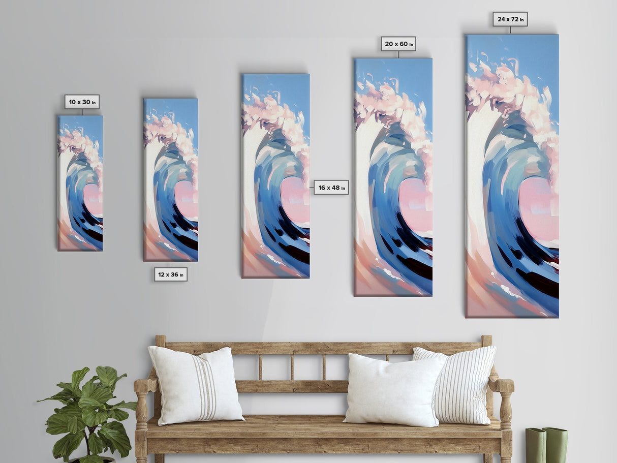 Ocean Wave, Abstract Seascape, Framed Canvas Print, Coastal Aesthetic, Modern Minimalist, Living Room Decor, Nautical Wall Art
