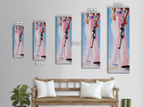 Western Girl, Cowboy, Vintage Style, Modern, Pink, Blue, Fashion Art, Feminine, Boho, Living Room, Framed Canvas Print