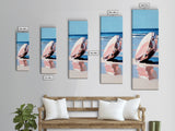 Seashell, Ocean, Beach Art, Coastal, Minimalist, Blue, White, Natural Decor, Modern Home, Bathroom, Framed Canvas Print