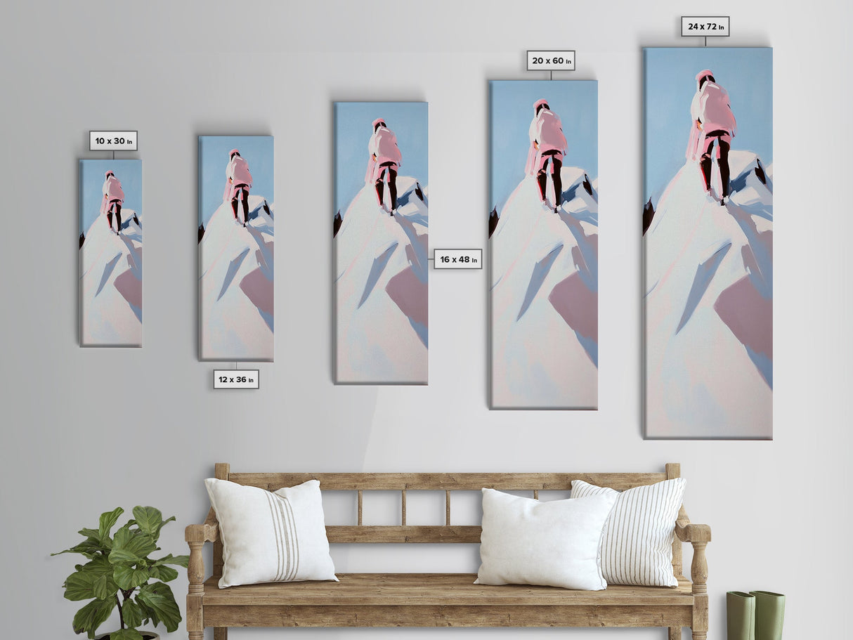 Mountain Climber, Winter Summit, Adventure Art, Framed Canvas Print, Minimalist Decor, Modern Office Art, Inspiring Wall Art, Gift Idea
