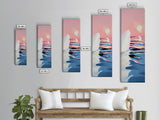 Sunset Iceberg, Arctic Landscape, Dreamy Ocean Art, Contemporary Painting, Pink Blue Decor, Bedroom Framed Canvas Print, Minimal Wall Art