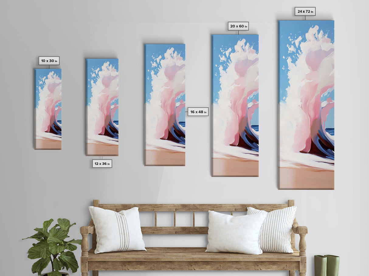 Wave Splash, Coastal Power, Dynamic Seascape, Ocean Energy, Modern Surf Art, Beach Vibes, Framed Canvas Print, Large Wall Decor