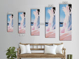 Ocean Wave, Beach Movement, Coastal Energy, Soft Pink Blue Seascape, Surf Lover Art, Modern Framed Canvas Print, Relaxing Wall Decor