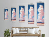 Pink Clouds, Serene Landscape, Minimalist Sky Art, Dreamy Coastal Scene, Soft Pastel Home Decor, Large Framed Canvas Print, Living Room Art