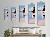 Rock Formation, Coastal Reflection, Ocean Landscape, Soft Pastel Seascape, Modern Boho Art, Nature Inspired Framed Canvas Print, Zen Decor