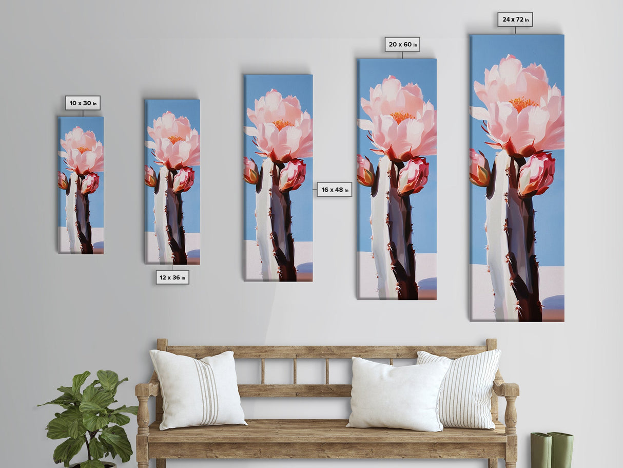 Blooming Cactus, Floral Wall Art, Desert Decor, Boho Aesthetic, Southwestern Art, Vibrant Botanical Painting, Canvas Print