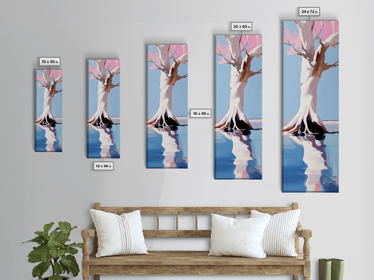 Tree Reflection, Serene Landscape, Minimalist Wall Art, Canvas Print, Calming Nature, Home Decor, Boho Aesthetic, Tranquil Painting