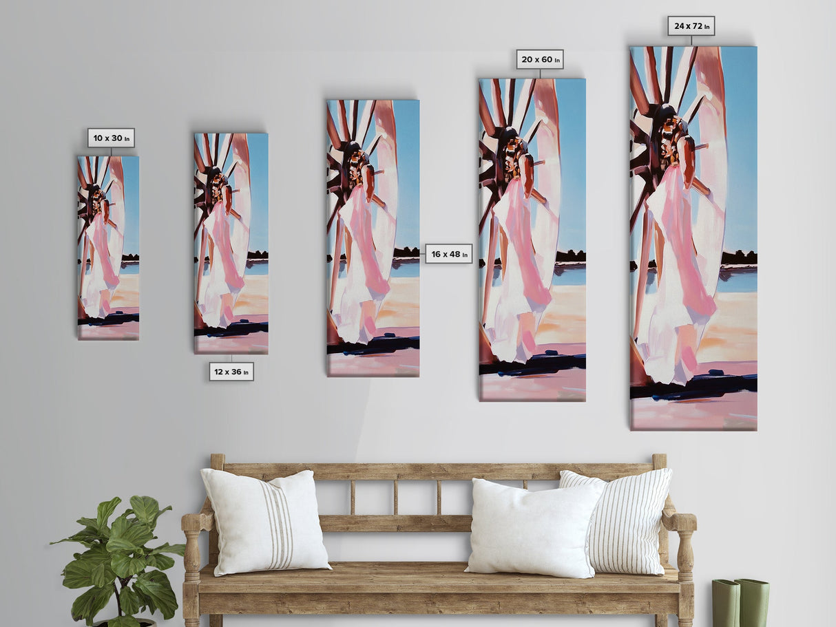 Sunset Glow, Romantic Wall Art, Dreamy Beach Vibes, Framed Canvas Print, Feminine Aesthetic, Bedroom Decor, Pastel Color Palette