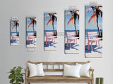 Beach Bench, Palm Tree, Ocean View, Framed Canvas Print, Coastal Wall Art, Tropical Decor, Boho Beach Art, Living Room Wall Art