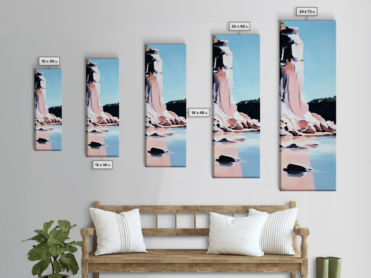 Cliffside Beauty, Ocean Landscape, Coastal Home Decor, Beach Wall Art, Modern Seascape, Framed Canvas Print, Minimalist Style