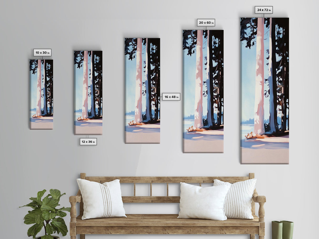 Forest Edge Art, Pastel Tree Print, Tranquil Nature Scene, Framed Canvas Print, Minimalist Landscape, Living Room Wall Art, Modern Decor