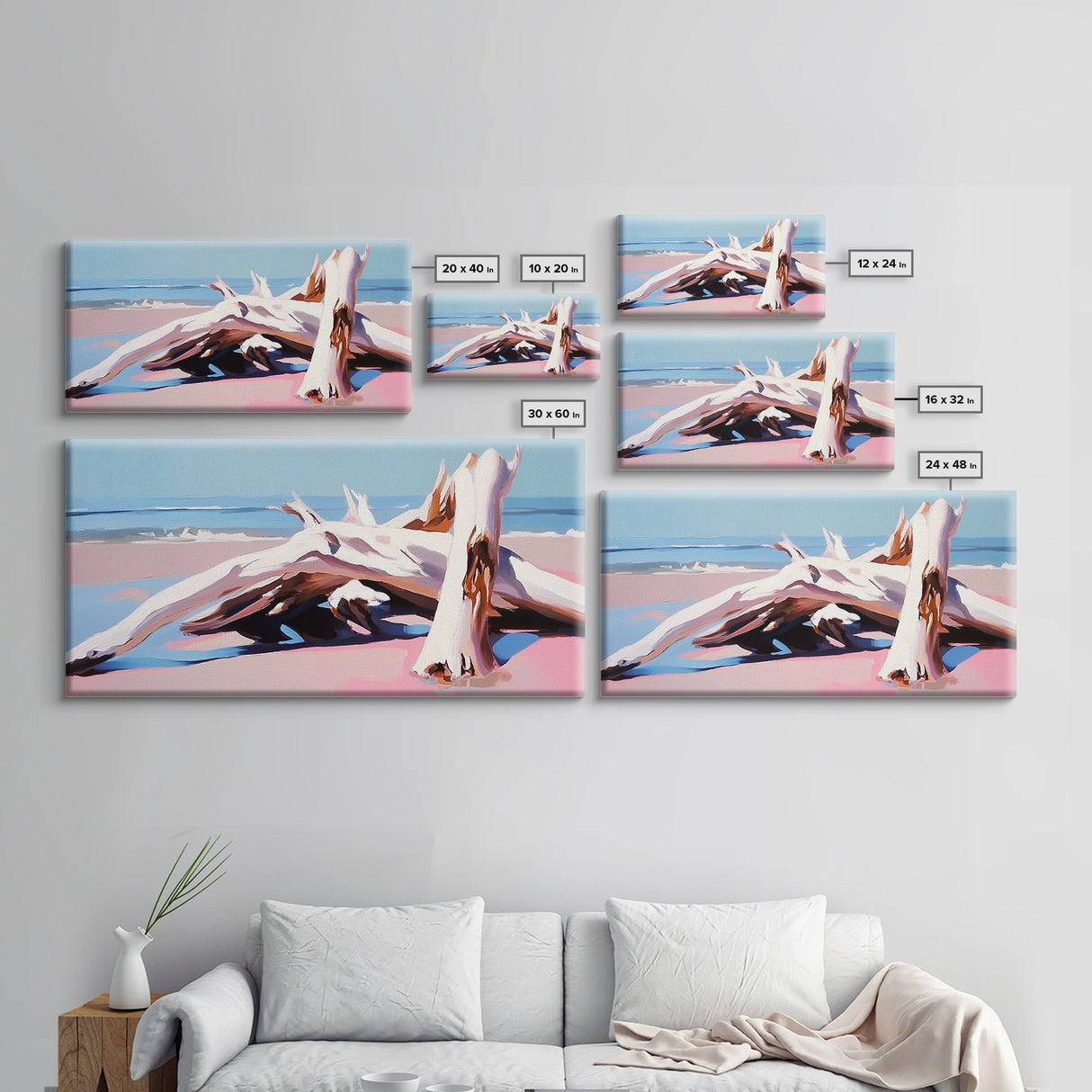 Driftwood Painting, Coastal Beach Art, Nautical Wall Decor, Ocean Aesthetic, Seaside Home Artwork, Rustic Coastal Canvas Print