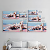 Driftwood Painting, Coastal Beach Art, Nautical Wall Decor, Ocean Aesthetic, Seaside Home Artwork, Rustic Coastal Canvas Print