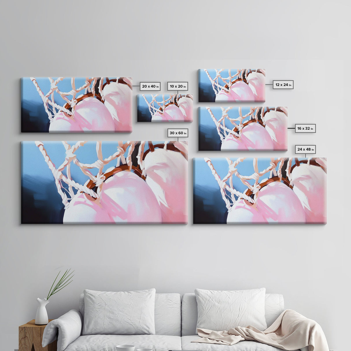 Basketball Hoop, Sports Aesthetic Art, Modern Minimalist Print, Framed Canvas Print, Boys Room Decor, Gym Wall Art, Sporty Home Decor