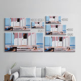 White House, Oceanfront, Rustic, Framed Canvas Print, Coastal Decor, Minimalist Art, Beach House Wall Art, Serene Living Room Art