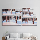 Winter Forest, Snowy, Tall Trees, Framed Canvas Print, Christmas Home Decor, Cozy Winter Art, Modern Minimalist Wall Art, Holiday Aesthetic