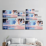 Winter Waterfall, Frozen River, Snowy Landscape, Framed Canvas Print, Minimalist Art, Living Room Wall Art, Nature Scene, Icy Blue