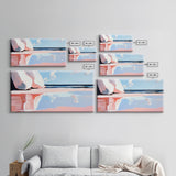 Pink Waves, Coastal Reflection, Ocean Art, Seascape Wall Decor, Bedroom Wall Art, Framed Canvas Print, Minimalist Beach Scene, Soft Pastels
