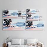 Mountain Lake, Pine Tree, Scenic Nature, Landscape Painting, Framed Canvas Print, Bedroom Wall Art, Rustic Home Decor, Nature Gift