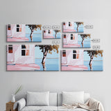 Lake House, Nature Reflection, Peaceful Retreat, Summer Serenity, Framed Canvas Print, Living Room Wall Art, Rustic Home Decor, Pastel