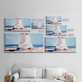 Lighthouse by the Sea, Nautical Wall Art, Ocean Lighthouse Print, Coastal Home Decor, Seaside Landscape, Bedroom Framed Canvas Print