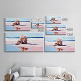 Driftwood on the Shore, Coastal Nature Print, Beach House Decor, Boho Seaside Art, Minimalist Ocean Photography, Bedroom Framed Canvas Print