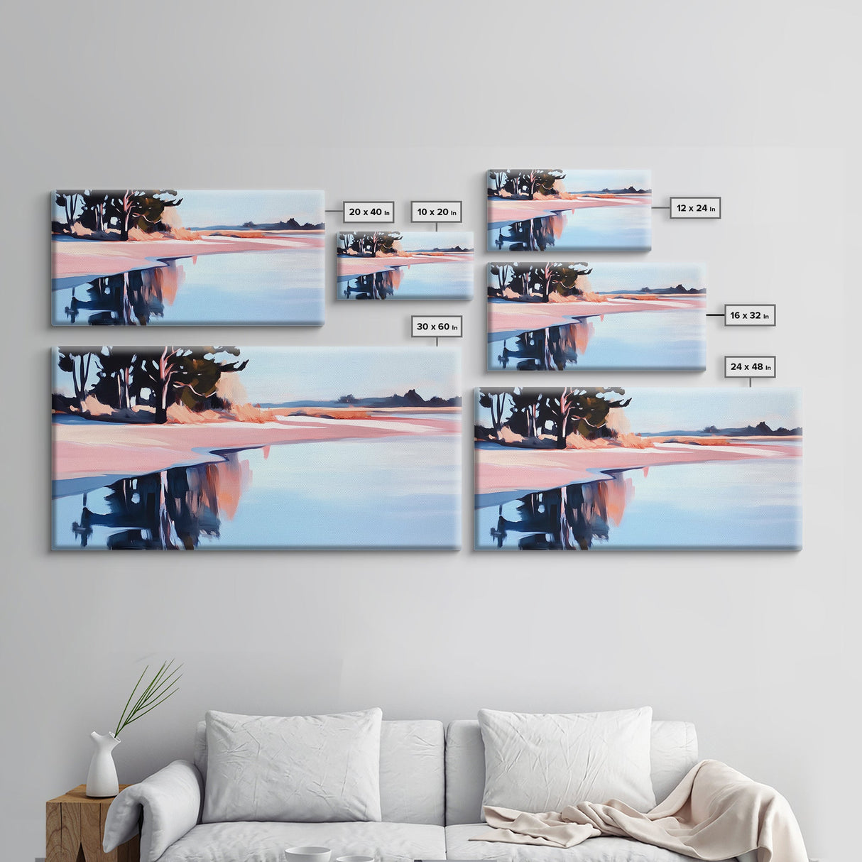 Lakeside Reflection, Serene Landscape Art, Nature Wall Print, Calm Waters Artwork, Zen Tranquility Decor, Office Canvas Print