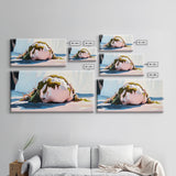 Mossy Rock on Beach, Nature Coastal Art, Earthy Seaside Print, Tranquil Zen Decor, Organic Minimalist Aesthetic, Living Room Canvas Print