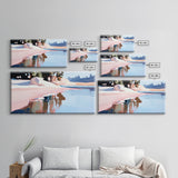 Coastal Tree, Overhang, Canvas Print, Ocean-inspired decor, modern beach wall art, pastel seascape, tranquil scenery, tropical vibes