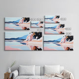 Mountain Snow, Abstract, Framed Canvas Print, landscape painting, bold brushstrokes, mountain art, Scandinavian decor, minimalist art
