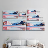 Lake Mountains, Reflections, Canvas Print, landscape art, nature painting, boho wall decor, peaceful mountain view, contemporary scenery