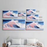 Pink Ocean, Abstract, Canvas Print, Coastal abstract painting, soft pastel waves, modern beach decor, minimalist seascape, tranquil water art