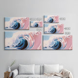Rolling Surf, Coastal Wall Art, Wave Painting, Ocean Aesthetic, Nautical Decor, Beach House Art, Modern Abstract, Framed Canvas Print