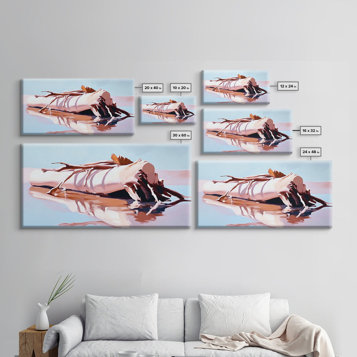 Driftwood Reflection, Coastal Wall Art, Beach House Decor, Nature-Inspired, Neutral Art, Minimalist Style, Canvas Print, Living Room