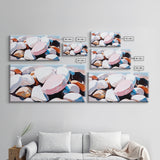 Smooth Stones, Pebble Beach, Coastal Art, Framed Canvas Print, Neutral Home Decor, Minimalist Style, Nature Inspired, Spa Wall Art
