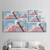 Pink Flamingo, Elegant Bird, Tropical Wall Art, Framed Canvas Print, Boho Aesthetic, Nature Inspired, Bedroom Decor, Coastal Vibes