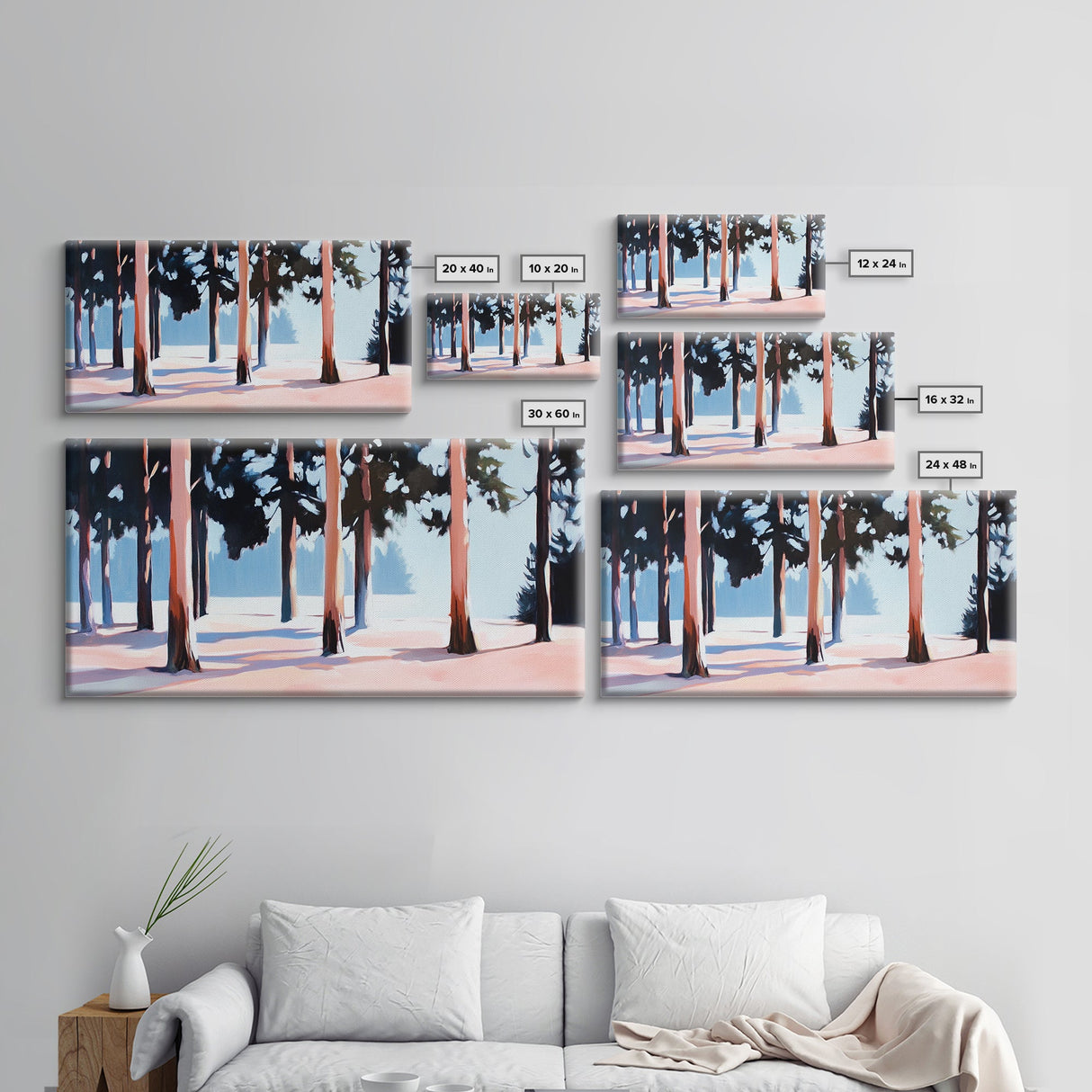 Winter Forest, Snowy Trees, Tranquil Wall Art, Framed Canvas Print, Nature Inspired, Cozy Home Decor, Serene Landscape, Rustic Living Room