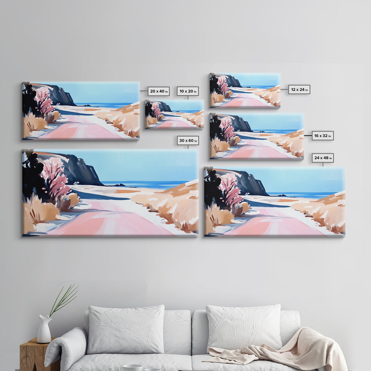 Ocean Road, Coastal Drive, Scenic Beach Art, Framed Canvas Print, Nautical Decor, Minimalist Landscape, Calm Vibes, Living Room Wall Art