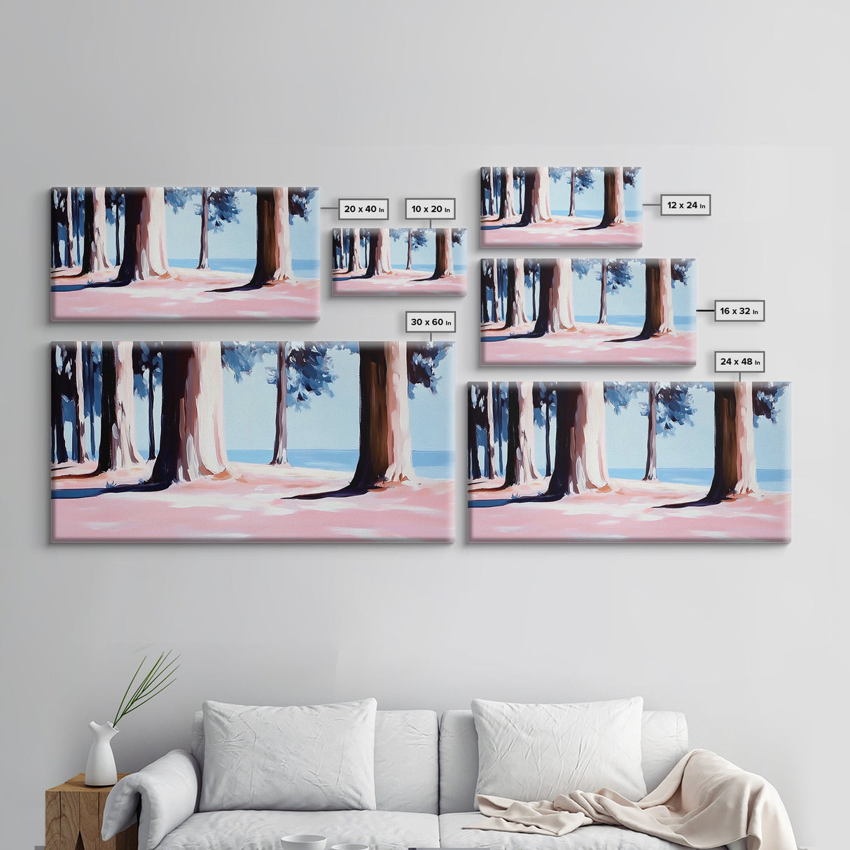 Pine Forest, Tranquil Landscape Art, Nature Inspired Print, Coastal Trees, Earthy Tones, Modern Wilderness Decor, Canvas Print