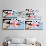 Pink Rock, Water Reflection, Framed Canvas Print, Minimalist Landscape, Nature Aesthetic, Serene Home Decor, Modern Art, Office Wall
