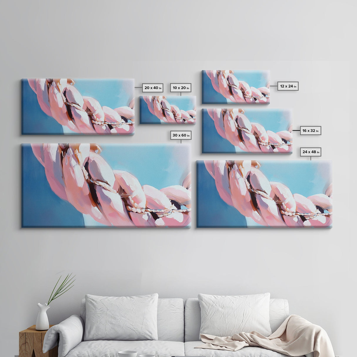 Shell Necklace, Coastal Boho, Canvas Print, Nautical Decor, Ocean Aesthetic, Minimalist Beach Art, Serene Wall Art, Bathroom Wall Art