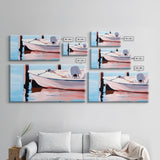 Sailboat Tranquility, Nautical Art, Minimalist Boho, Blue Coastal Decor, Calm Water Reflection, Serene Aesthetic, Canvas Print, Entryway