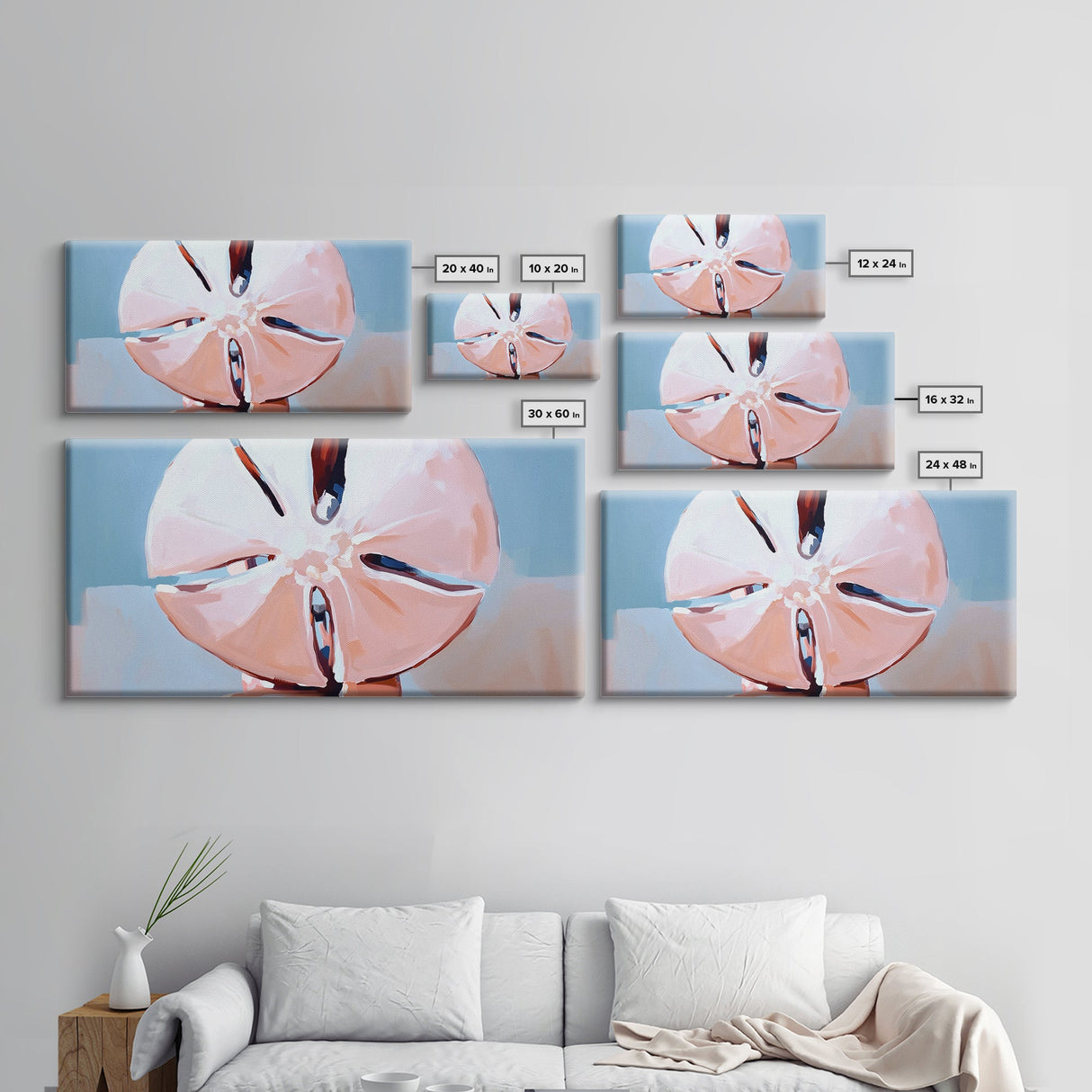Sand Dollar, Beach Collectible, Coastal Aesthetic, Soft Pastel, Framed Canvas Print, Boho Ocean Art, Living Room Wall Art, Nautical Decor
